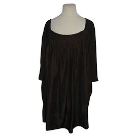 Dkny Silk and Wool Dress Chocolate Chocolate