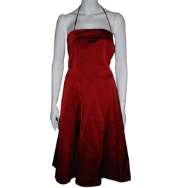 Autre Marque-Red satin dress-Red