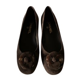 Chanel-Zapatillas de ballet-Marrón oscuro