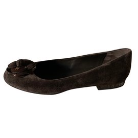 Chanel-Zapatillas de ballet-Marrón oscuro