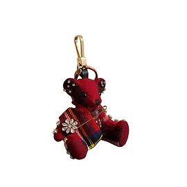 Burberry Key ring Thomas Bear with 100% cashmere kilt pin Red