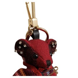 Burberry-Bijou porte-clés Thomas Bear avec épingle à kilt 100 % cachemire-Rouge