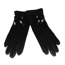 Hermès-Gloves-Black,Silvery