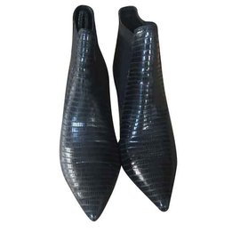 Bottines Ash en cuir noir effet python Noir