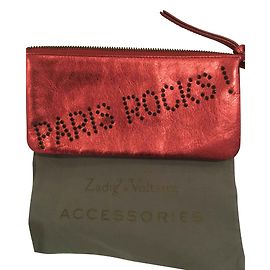 Zadig & Voltaire irisierende rote Lederclutch Rot