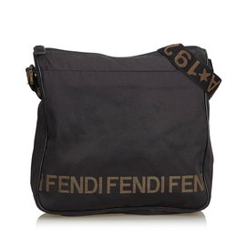 Fendi-Nylon Shoulder Bag-Brown,Black