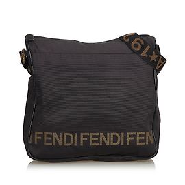 Fendi Borsa a tracolla in nylon Marrone Nero