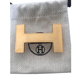 Boucle de ceinture Hermès modèle "Quizz" en métal doré brossé état neuf ! Doré