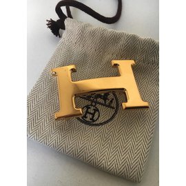 Hermès-Boucle de ceinture Hermès Constance en métal doré brillant, état neuf !-Doré