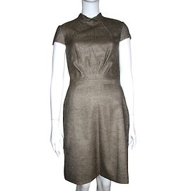 Escada Tweed Kleid Wolle Braun Caramel Braun Karamell