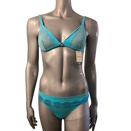 Autre Marque Cotton Club Turquoise String Bra Set Light blue Turquoise