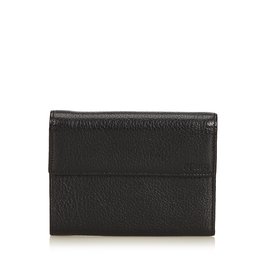 Fendi-Leather Tri-fold Small Wallet-Black