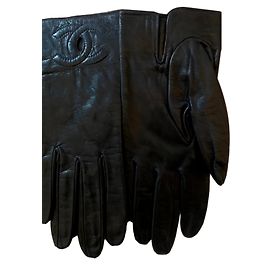 Chanel Lederhandschuhe Dunkelblau Dunkelblau