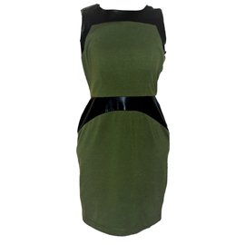 Robe Calvin Klein Noir Kaki Vert Olive Polyester Noir Kaki Vert olive