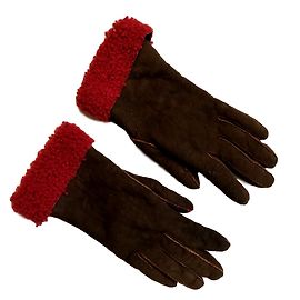 Hermès Luvas Shearling Marrom