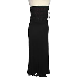 Autre Marque-Silk dress long-Black,Dark red