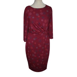 Autre Marque-Drape dress with 3/4 sleeves-Multiple colors,Fuschia