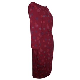 Autre Marque-Drape dress with 3/4 sleeves-Multiple colors,Fuschia