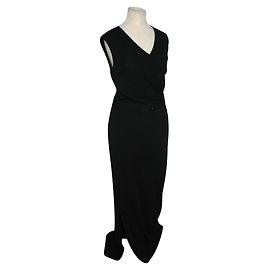 Max Mara Langes schwarzes Kleid mit Gürtel Schwarz