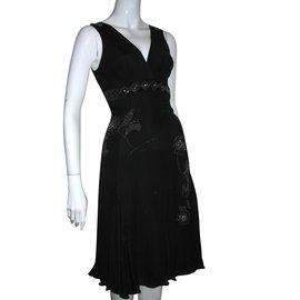 Ted Baker-Silk dress with metal embroidery-Black