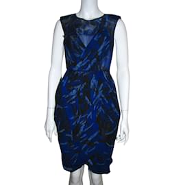Whistles-Patterned silk dress-Black,Blue
