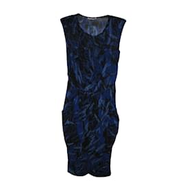 Whistles-Patterned silk dress-Black,Blue