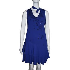 Robe Karen Millen Bleue en Dentelle et Fleurs de Soie Bleu