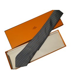 Hermès-laço de hermes-Azul,Cinza