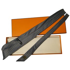 Hermès-laço de hermes-Azul,Cinza
