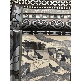 Hermès-Scarf Hermès 90 The Woman with soles of Wind. Collector.-Black,White