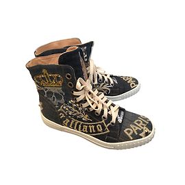 Galliano Sneakers Gold and Silver Sequins Light Blue Light blue