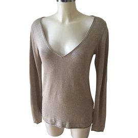 Berenice Strickpullover Beige Baumwolle Viskose Gr. M Beige