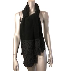 Autre Marque Cachecol JJ Garella Preto e Cinza de Lã Preto
