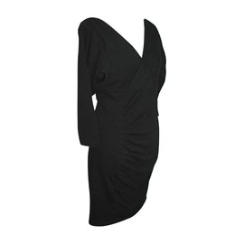 Diane Von Furstenberg-Vestido basto DvF Basuto de lana negro-Negro