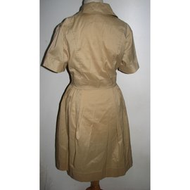 Diane Von Furstenberg-Vestido de camisa vintage DvF-Bege,Castanho claro