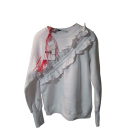 Msgm-Diagona Ruffle sweatshirt-Blanc