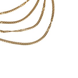 Fendi-Chain Bib Necklace-White,Golden