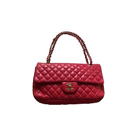 Bolsa Chanel Timeless Flap Rosa de Couro Rosa