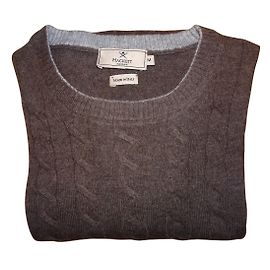 Hackett London Pullover aus Kaschmirgemisch mit Ellenbogenpatches Braun