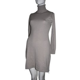 Autre Marque Pulloverkleid mit Rollkragen Grau