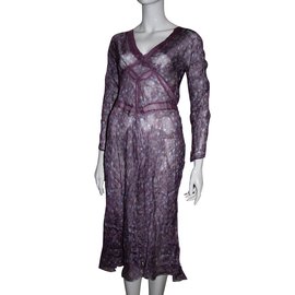 Alberta Ferretti-Vestido largo de seda de Alberta Ferretti-Púrpura