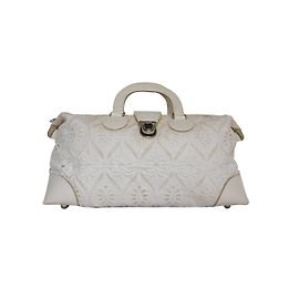 Saco de Boston de couro de tecido Comme des Garcons Branco