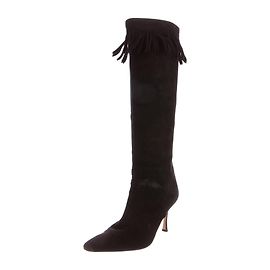Manolo Blahnik Suede fringe boot Black