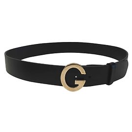 Gucci Cinto Vintage Preto com Fivela em Ouro G Preto Dourado