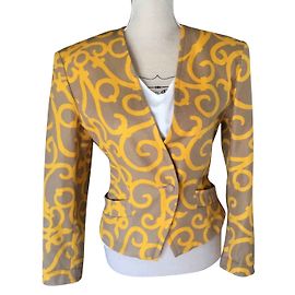 Blazer Yves Saint Laurent in cotone beige con bottone oro Giallo