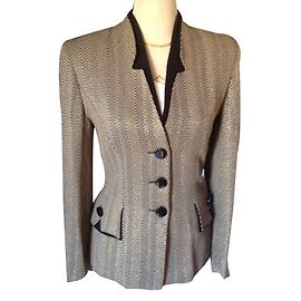Autre Marque BLAZER CHIC MIT GOLDENEN UND SCHWARZEN CHEVRONS Schwarz