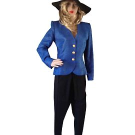 Yves Saint Laurent BLAZER CHYC BLUE SETA E FILO D'ORO Blu chiaro