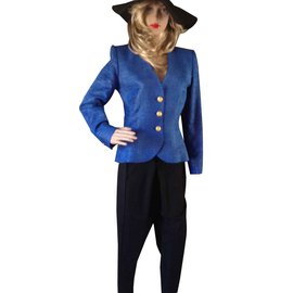 Yves Saint Laurent BLAZER CHYC BLUE SILK AND GOLD WIRE Light blue