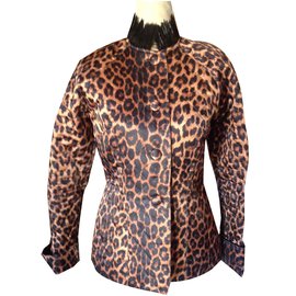 Autre Marque-FABRICE KAN BLAZER IN SATIN LEOPARD AND CHAPON PLANTS-Leopard print