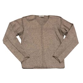 Issey Miyake-Pull 100% laine  beige taupe chiné Taille S-Beige,Taupe